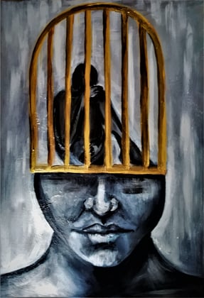 Mind in a cage stock illustration