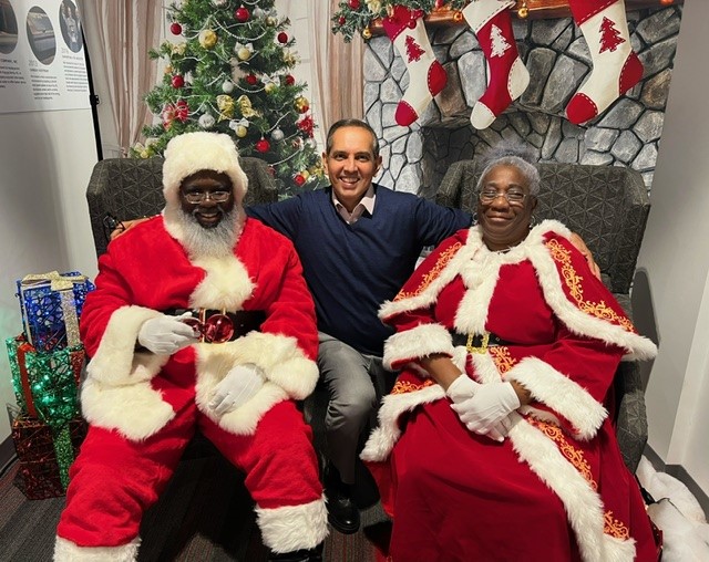 Santa, Mrs. Claus and a Bob Barker Company Team Member